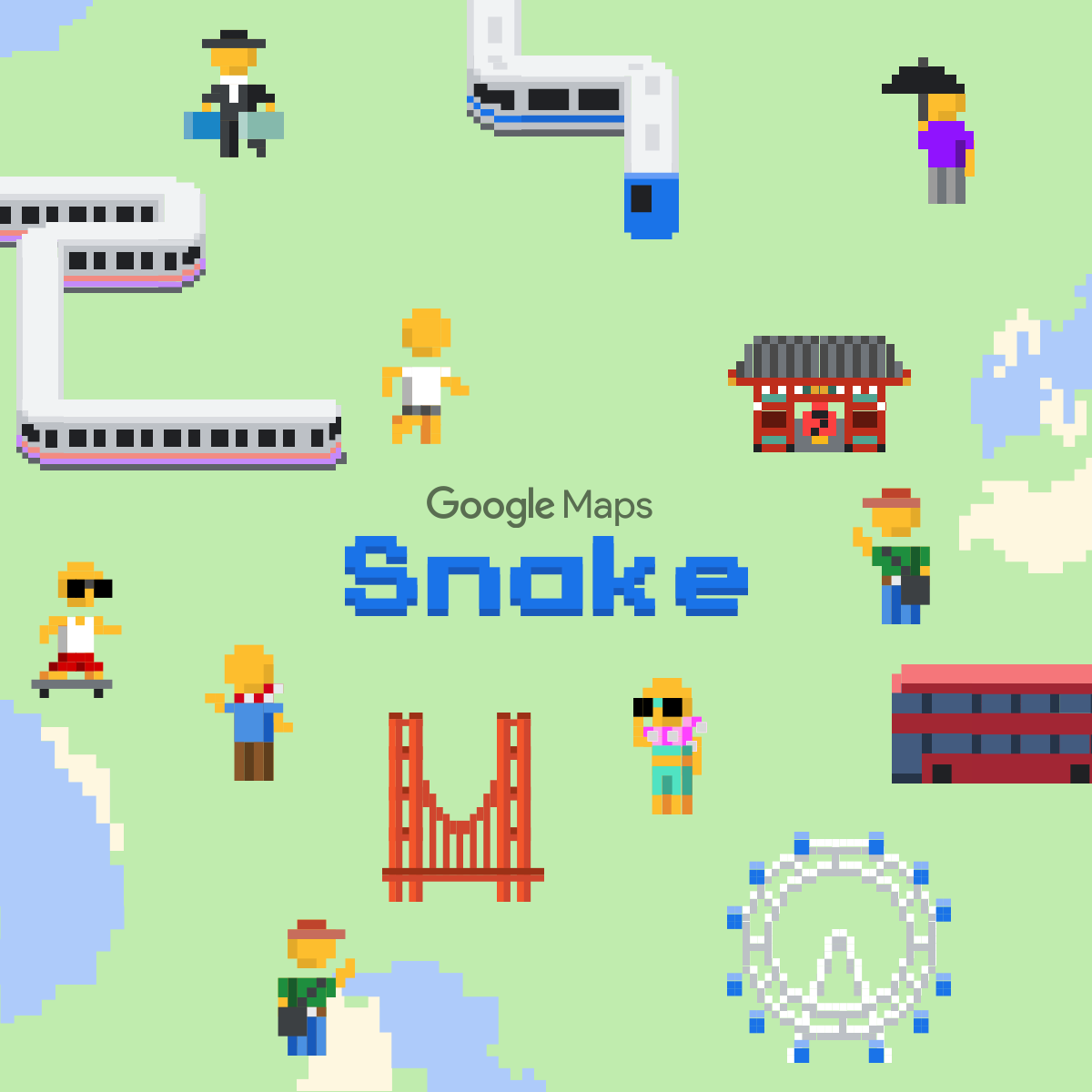  [구글게임] Google maps 스네이크 게임, 구글 미니 게임, 뱀 게임