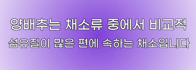  양배추는 채소류 중에서 비교적 섬유질이 많은 편에 속하는 채소입니다