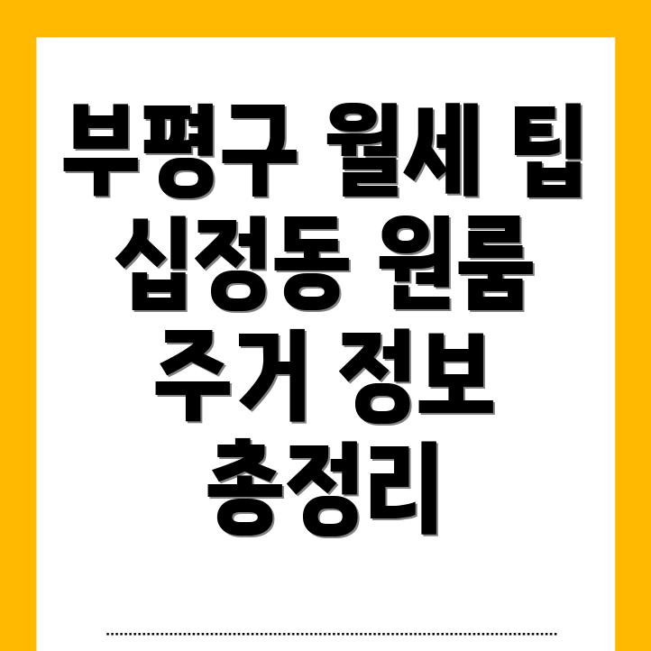 인천 부평구 십정동 원룸 월세