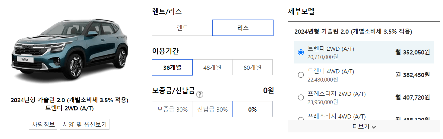 셀토스 리스 가격