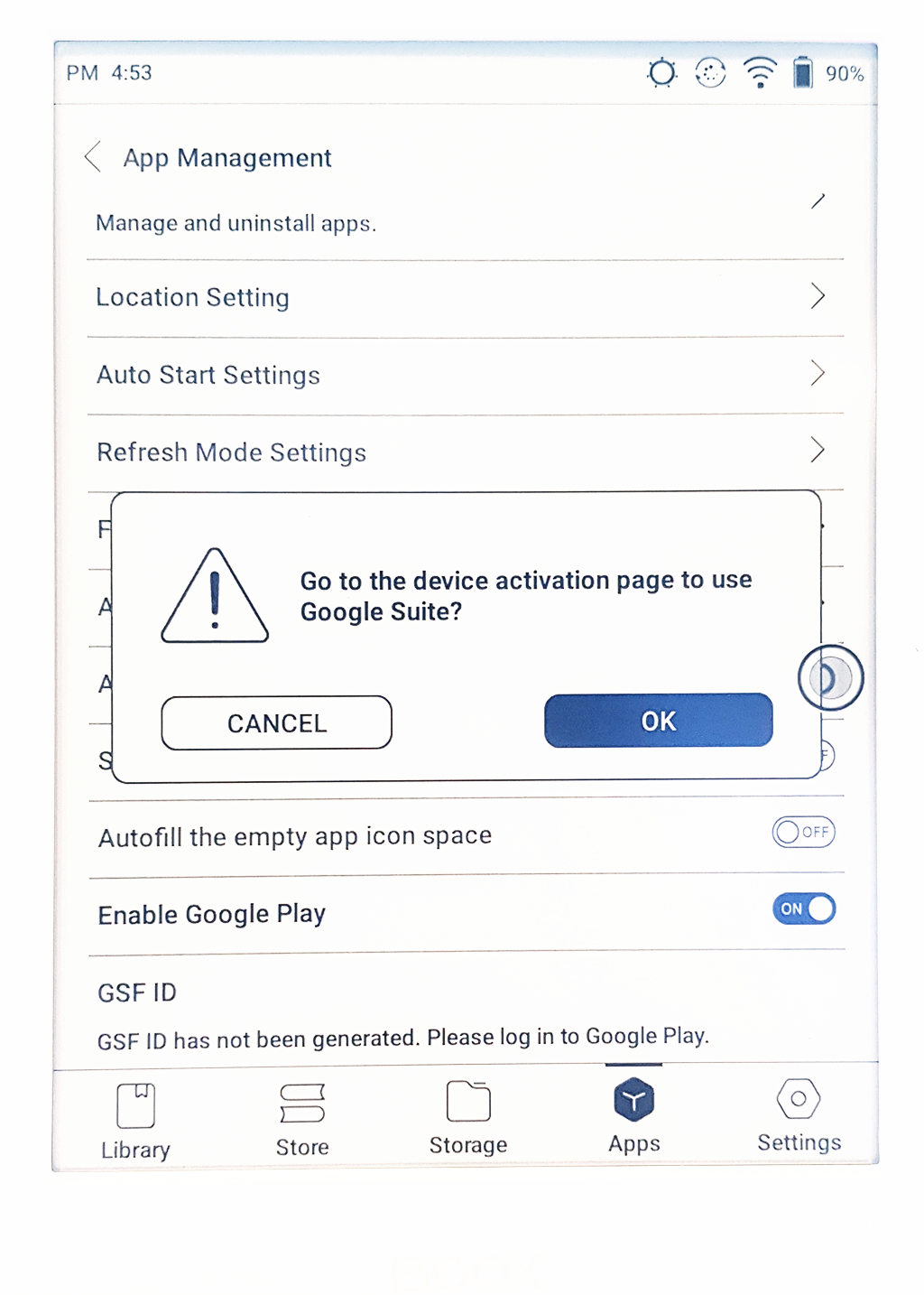 오닉스 북스 포크4S 활성화 페이지 가기 CANCEL