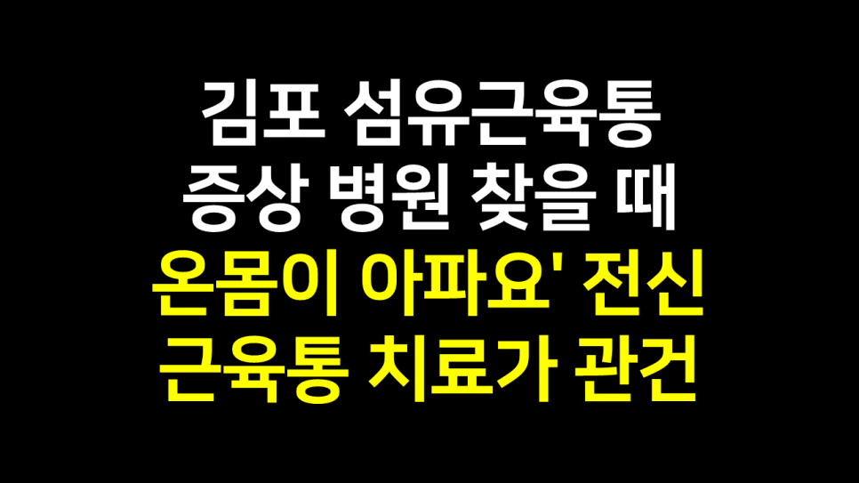  김포 섬유근육통 증상 병원 : '온몸이 아파요' 전신 근육통 치료가 관건