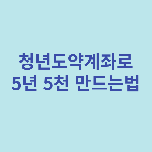  청년도약계좌로 5년 5천 만드는법
