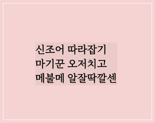  신조어 따라잡기/마기꾼 메불메 오저치고 알잘딱깔센
