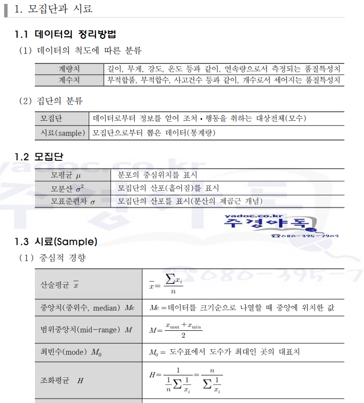  품질경영기사 요약집