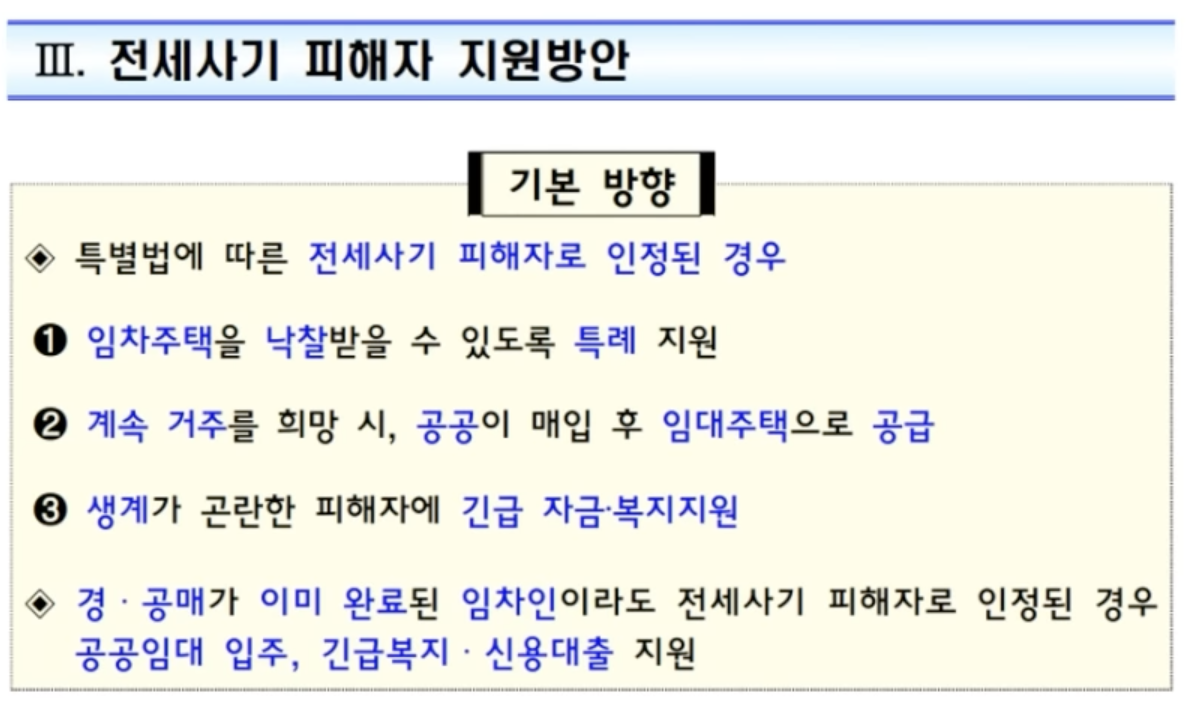 전세사기 특별법 피해자 지원 방안