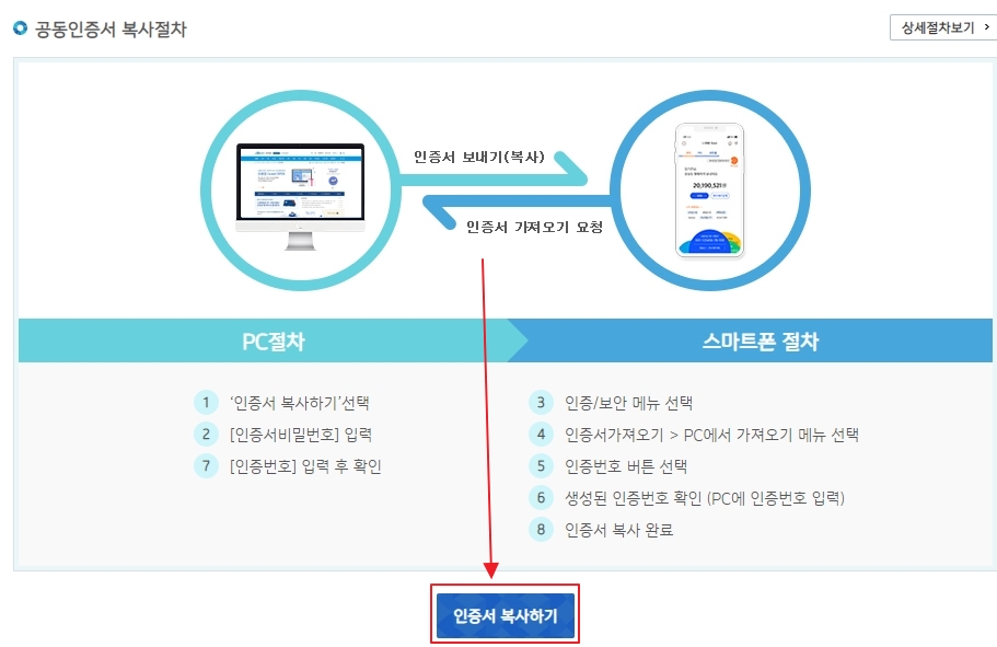 공동인증서 가져오기 위해 인증서 복사