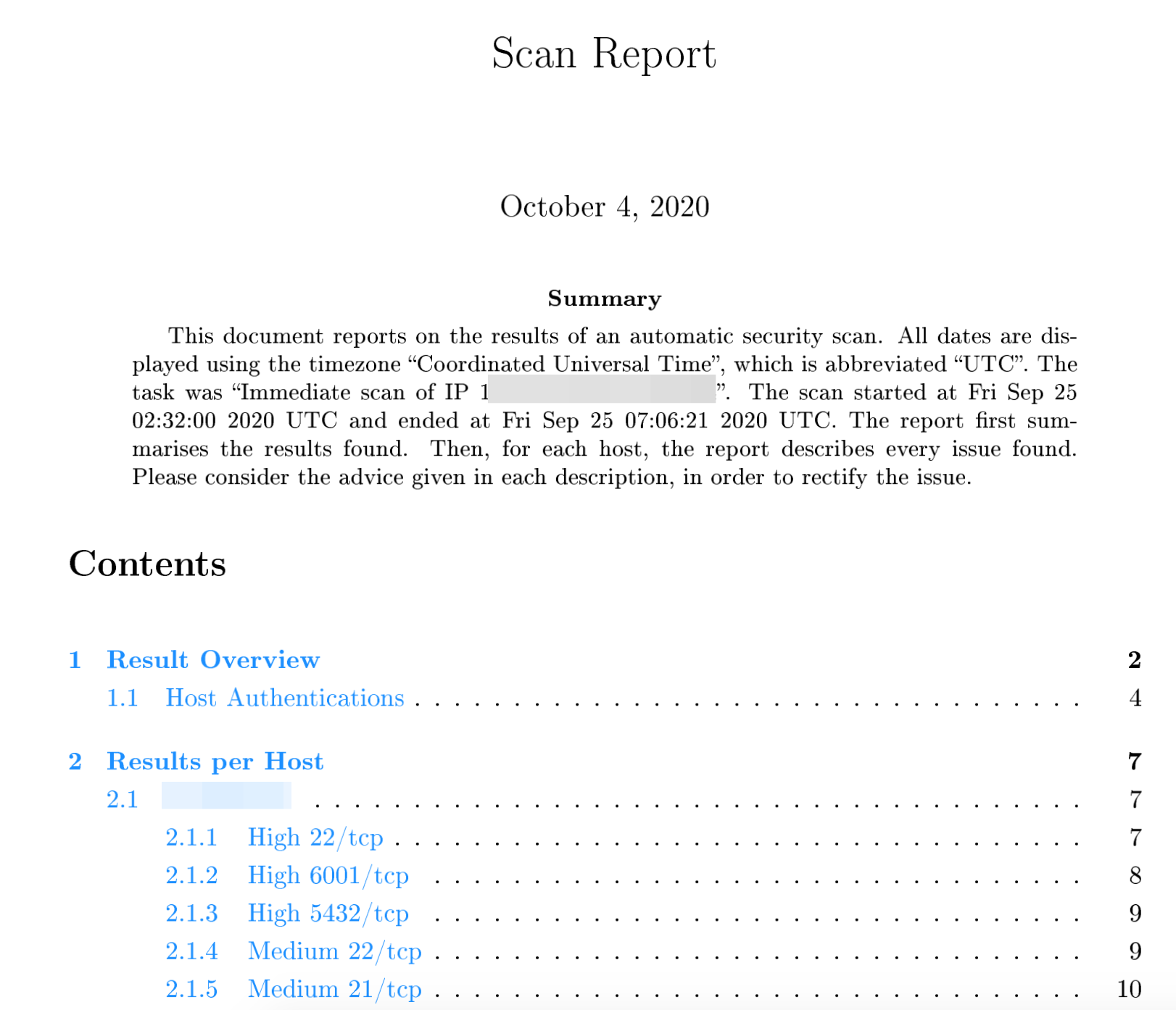 Scan report