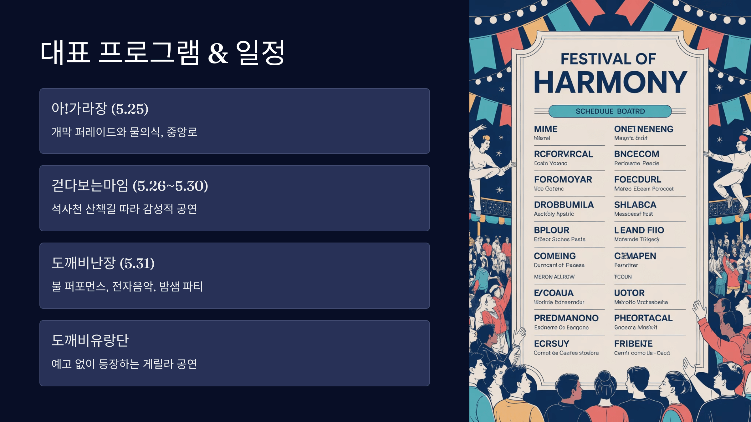 대표 프로그램 &amp; 일정 요약