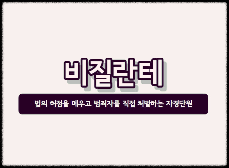  비질란테 : 법의 허점을 메우고 범죄자를 직접 처벌하는 자경단원
