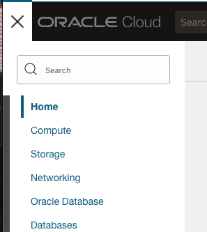 Oracle cloud menu