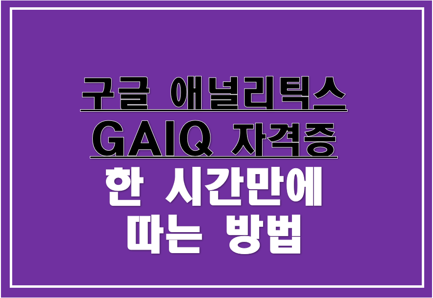 GAIQ 구글 애널리틱스 자격증 한 시간만에 따는 방법