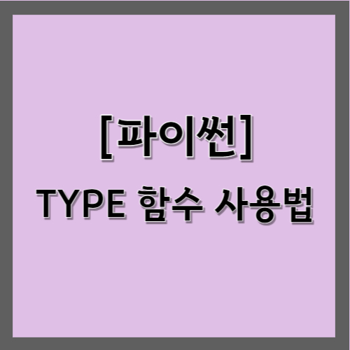 파이썬&#44; TYPE 함수 사용법