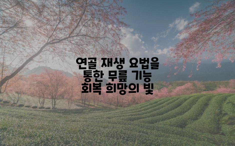 연골 재생 요법을 통한 무릎 기능 회복 희망의 빛