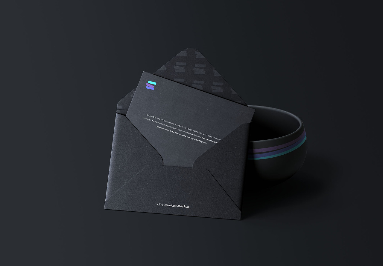 Envelope with Bowl Mockup(용기와 봉투 목업)