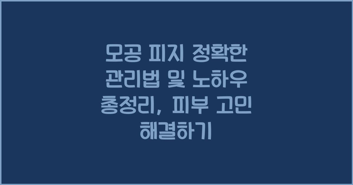 모공 피지 정확한 관리법 및 노하우 총정리