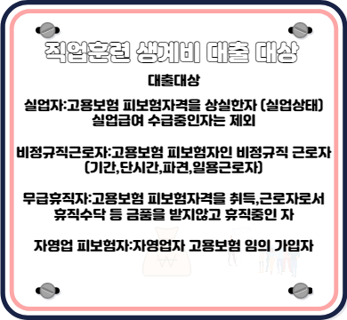 직업훈련 생계비 대출대상