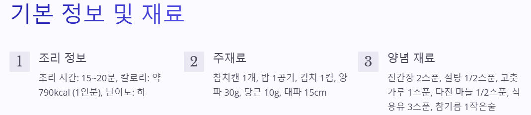 참치김치볶음밥 재료