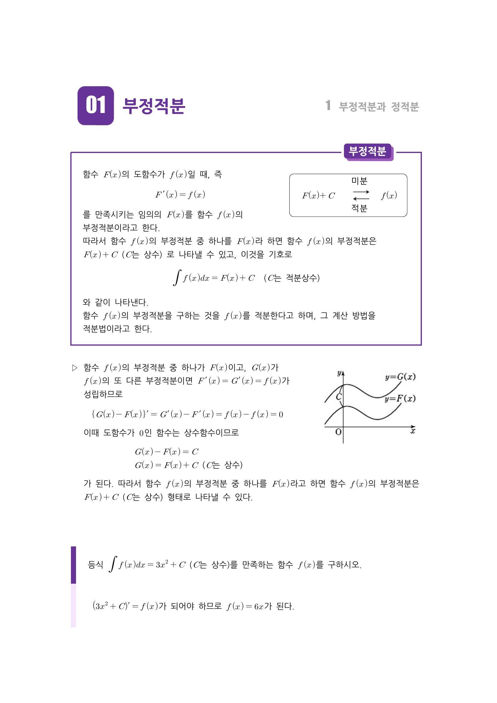  정적분의 정의, 정적분과 미분의 관계, 정적분의 성질