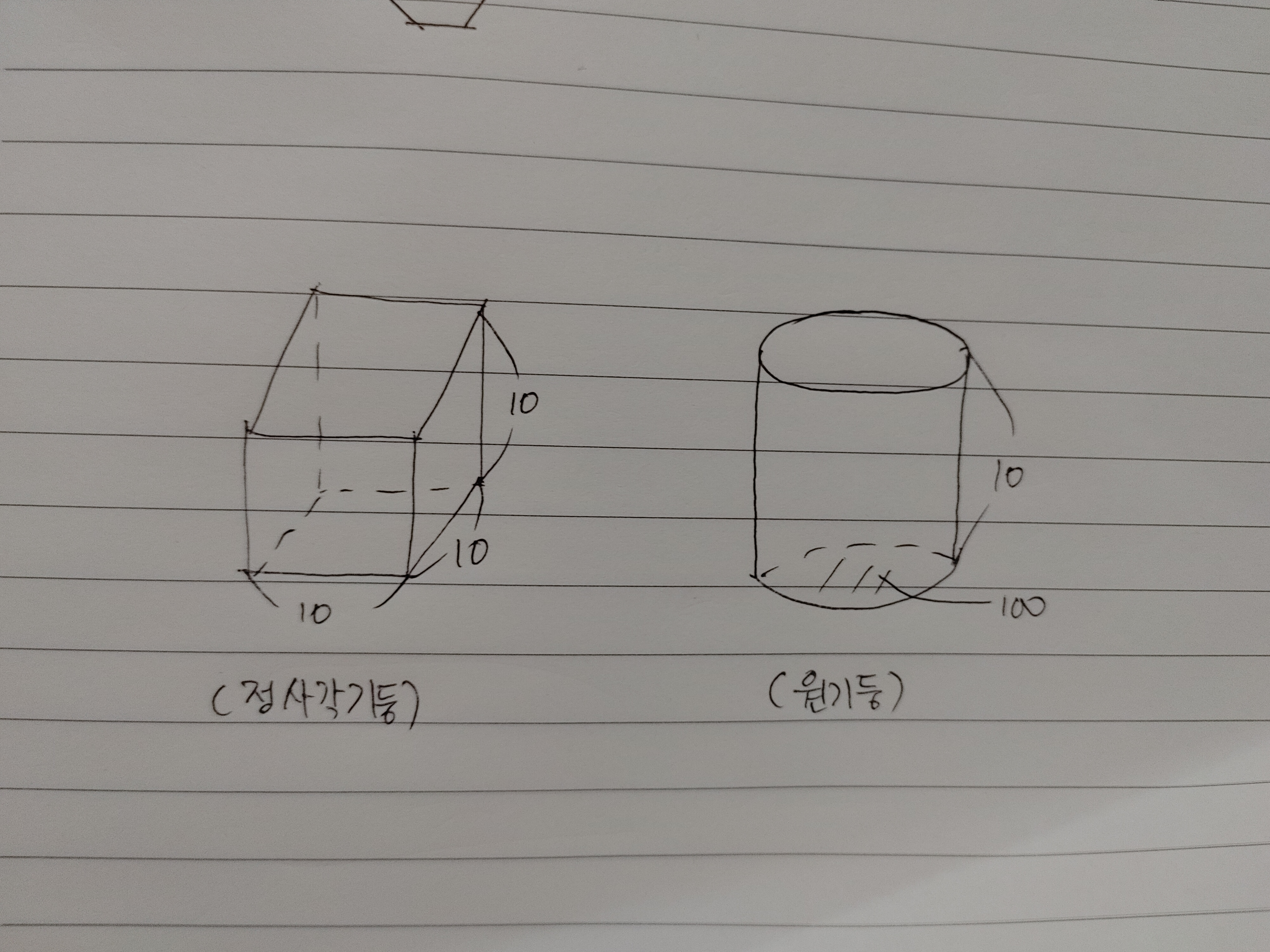 사각기둥&#44; 원기둥