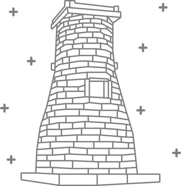 대한민국 국보&#44; 31호 경주 첨성대&#44; 아이콘&#44; 스케치 (회색)