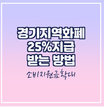  경기도 지역화폐 25% 지급/소비지원금