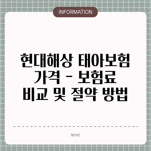 현대해상 태아보험 가격 - 보험료 비교 및 절약 방법