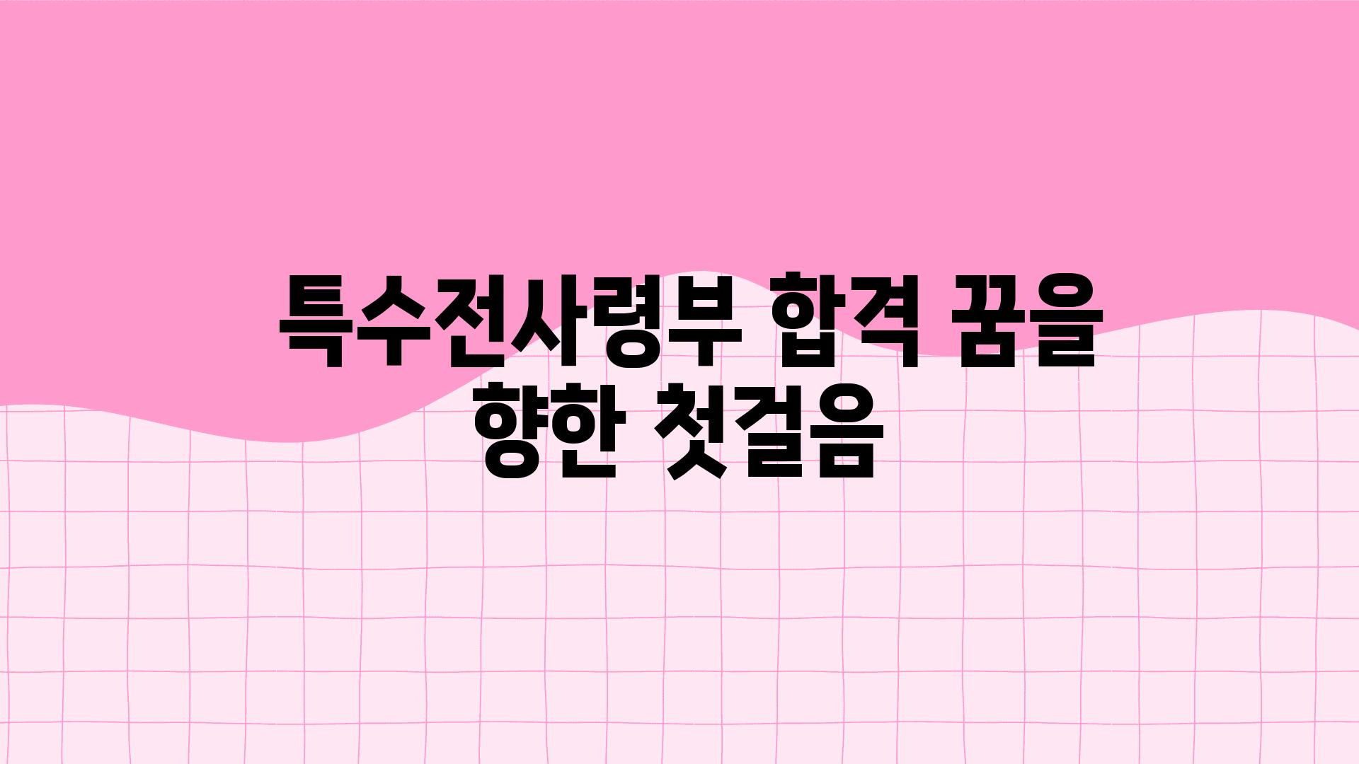  특수전사령부 합격 꿈을 향한 첫걸음