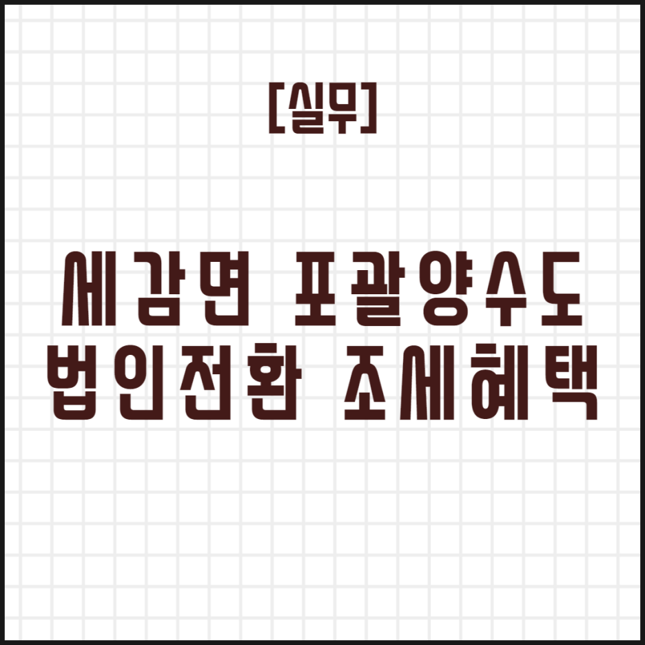  [실무] 세감면 포괄양수도 법인전환