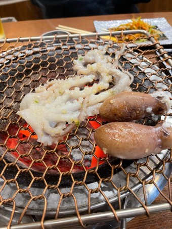 마늘 산낙지 숯불구이