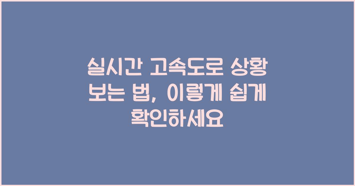 실시간 고속도로 상황 보는 법