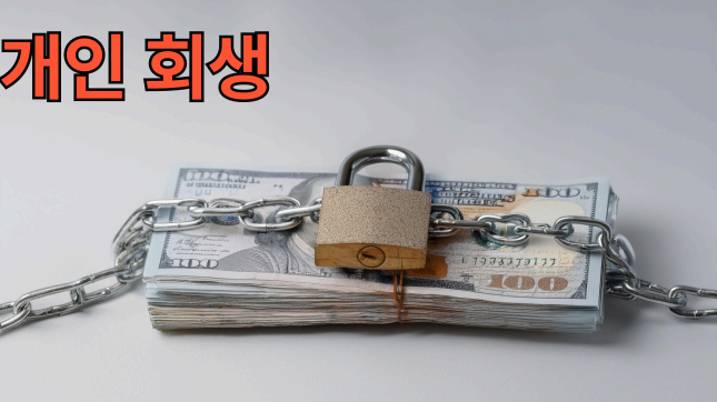 개인회생 - 자물쇠로 묶인 지폐 더미