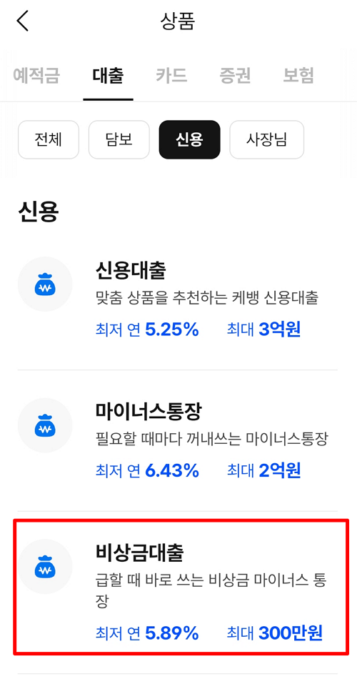 케이뱅크 비상금 대출