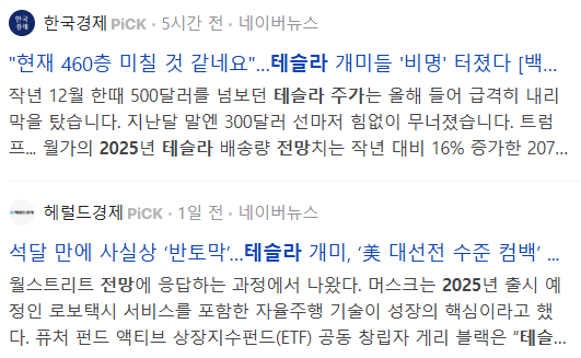 테슬라 관련 기사들 : 2025-03-06