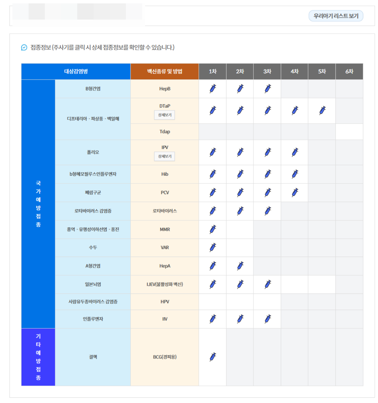접종정보표