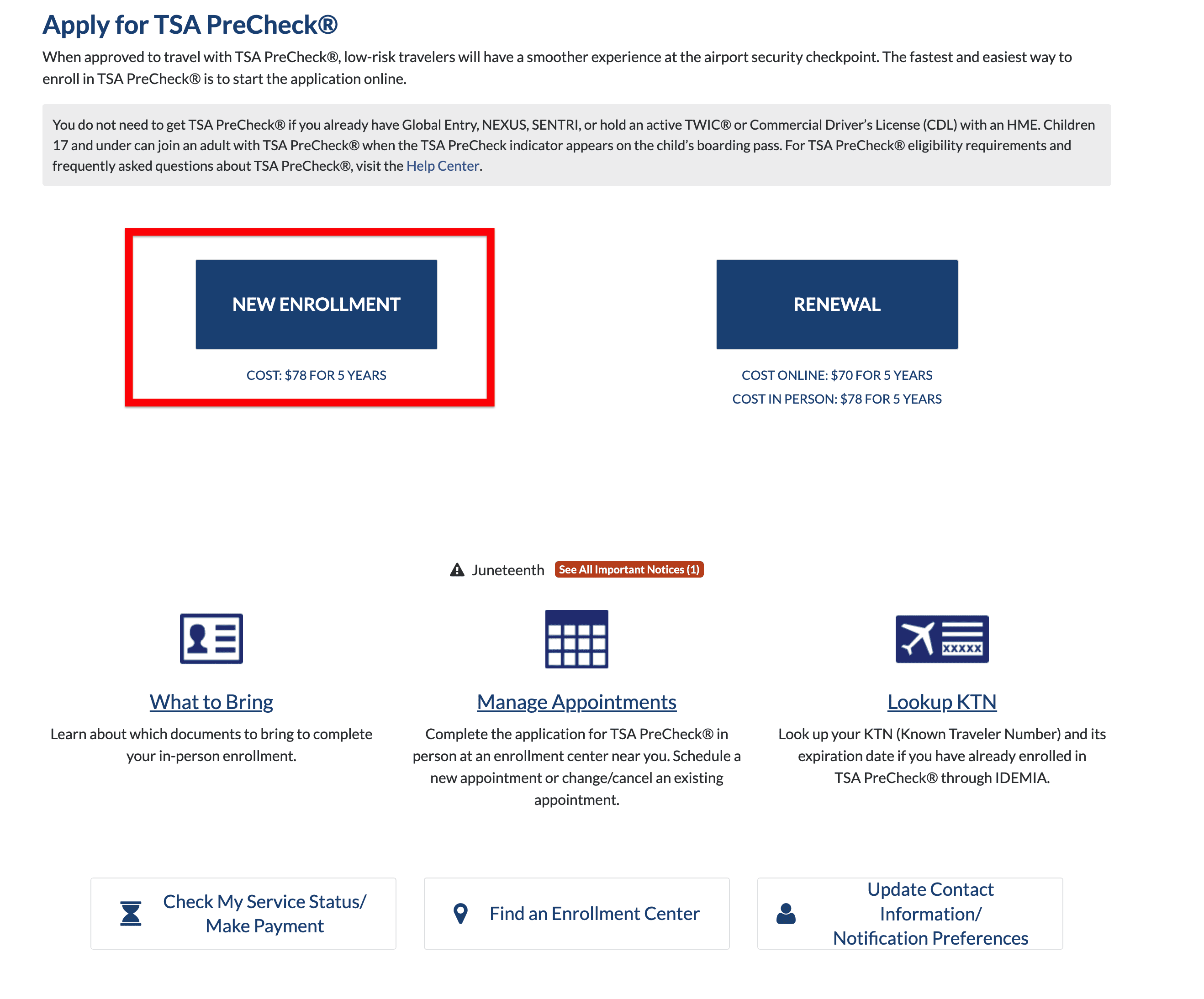 TSA Pre apply