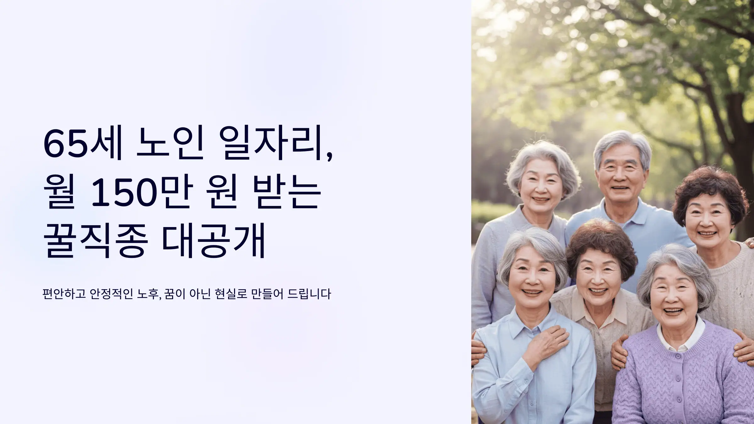 65세 노인 일자리, 월 150만 원 받는 꿀직종 대공개