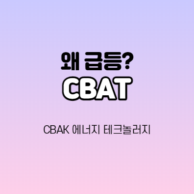  CBAT - CBAK 에너지 테크놀러지. 어떤 기업인가요? 미국 나스닥 급등주