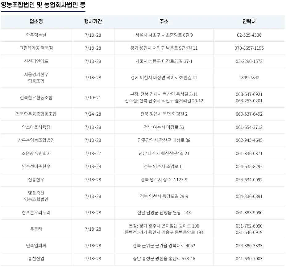 소프라이즈 2024 한우 반값 세일