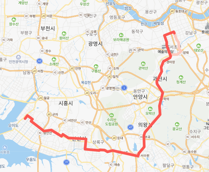  [안산] 700번버스 노선, 시간표 :  시흥, 안산역, 상록수역, 교대역, 강남역, 양재역