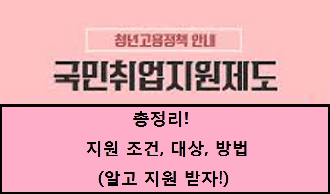  [내년시행되는 꿀팁 총정리!] 국민취업지원제도 - 신청 유형별 지원 대상, 지원 내용 (Feat. 알고 지원하자)