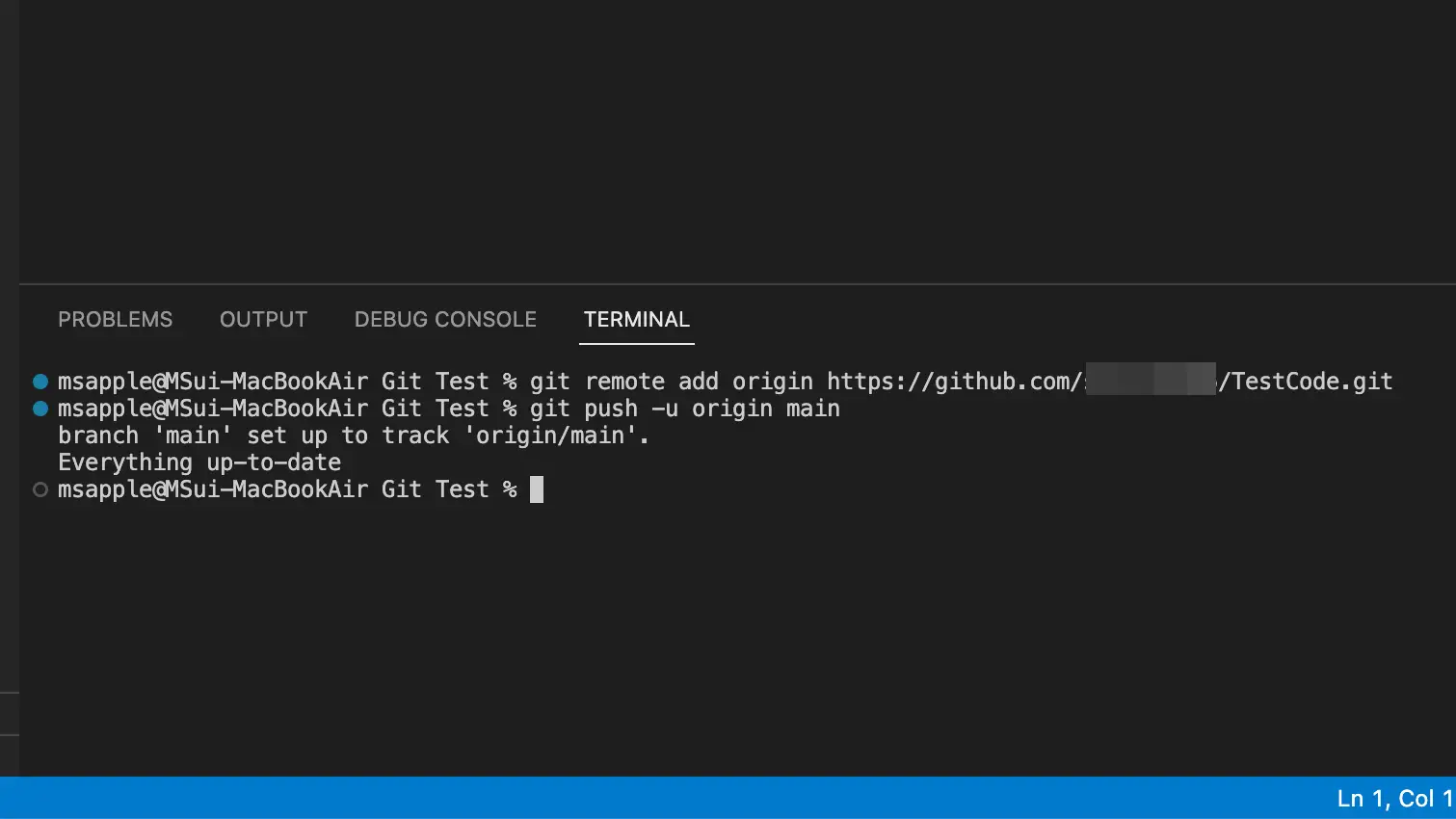 vscode 터미널 화면