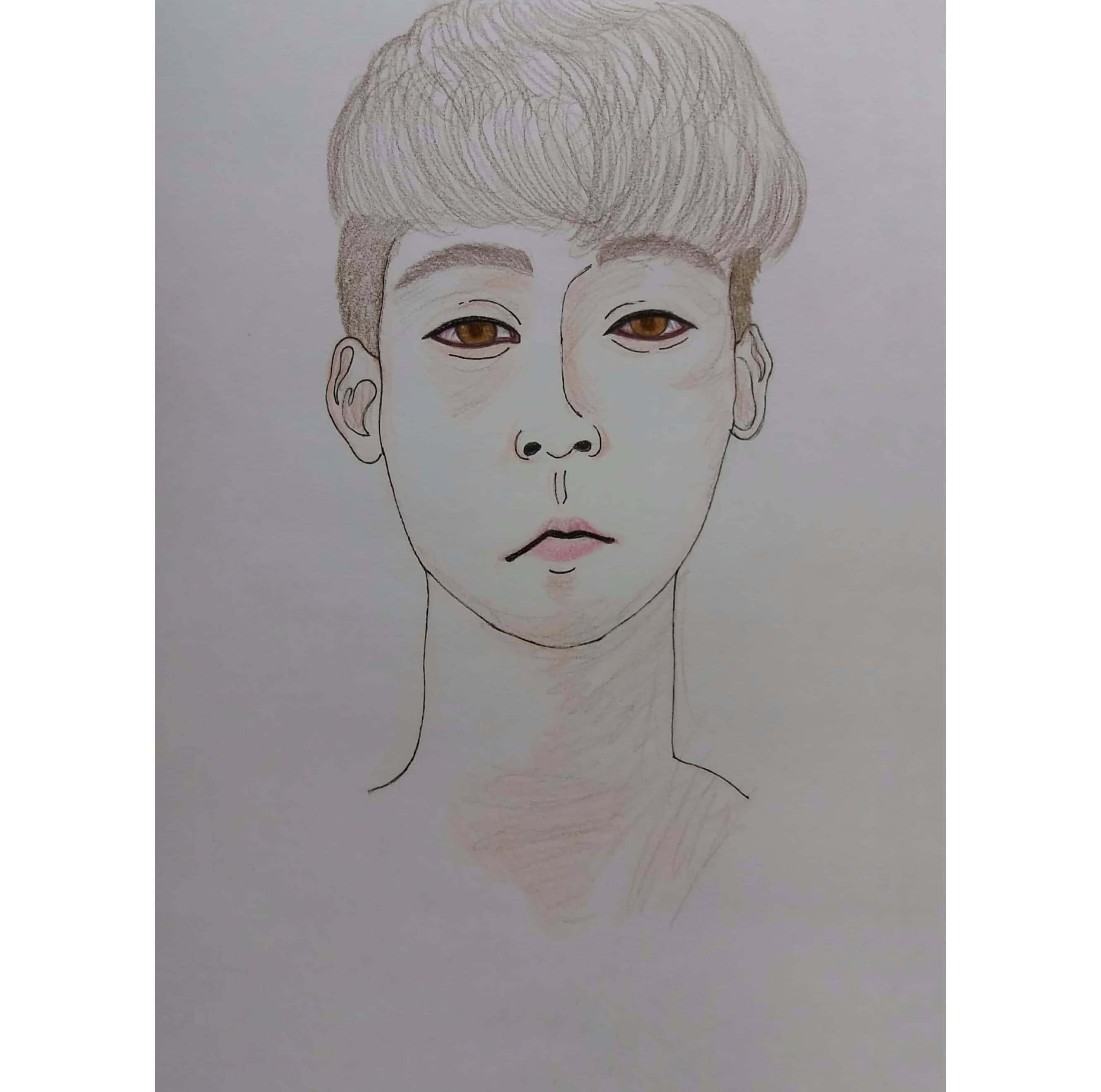  무언가를 기다리는 표정을 한 남성의 얼굴