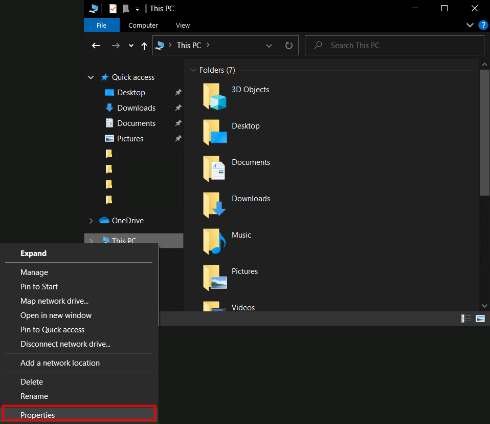 오른쪽 마우스 클릭하여 속성으로 들어갑니다