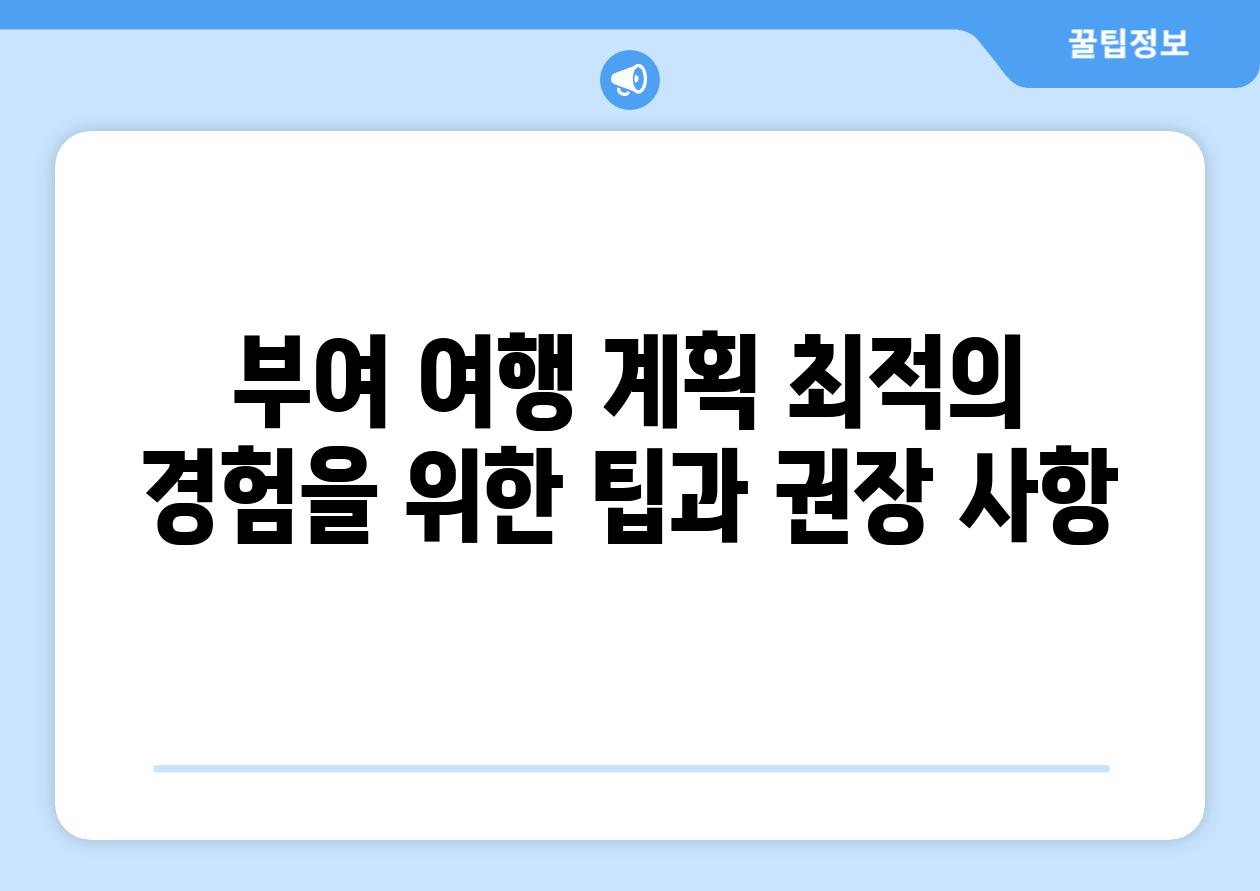 부여 여행 계획 최적의 경험을 위한 팁과 권장 사항