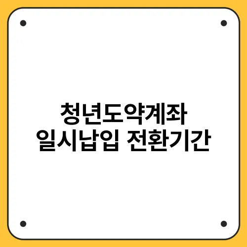 청년도약계좌 일시납입 전환기간