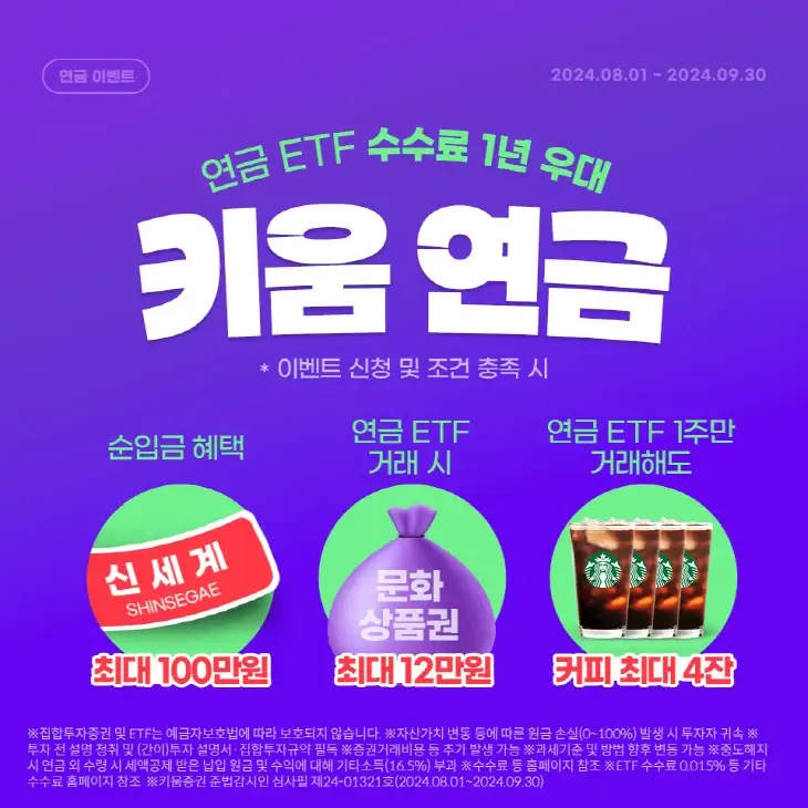 키움증권, 연금저축 ETF 거래 수수료 우대 및 상품권 지급 이벤트 진행