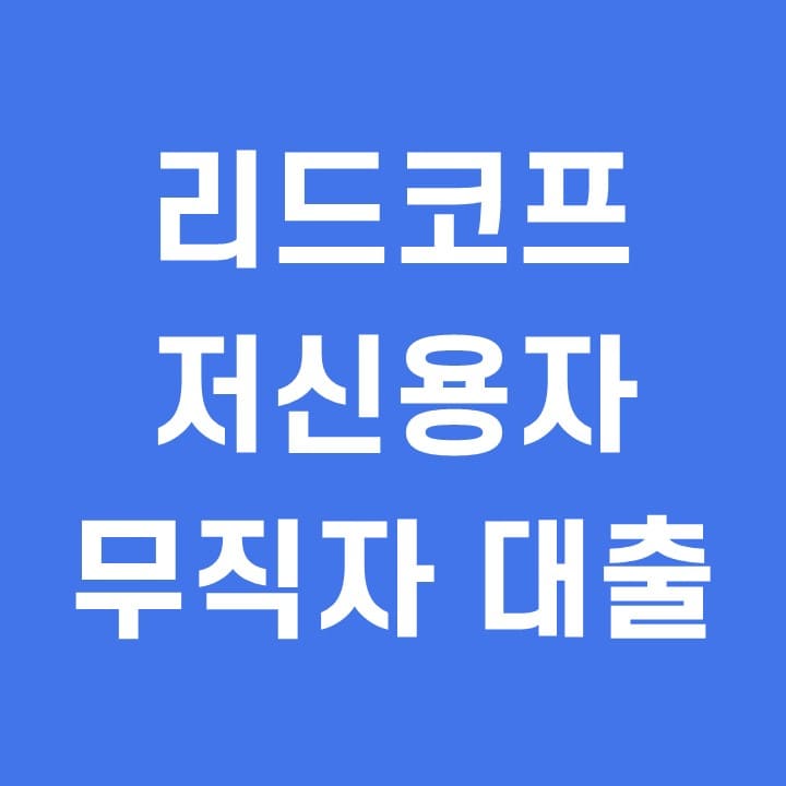  리드코프 저신용자 무직자 대출