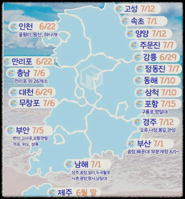  전국 해수욕장 개장일 총정리 : 해운대, 경포대, 대천 등