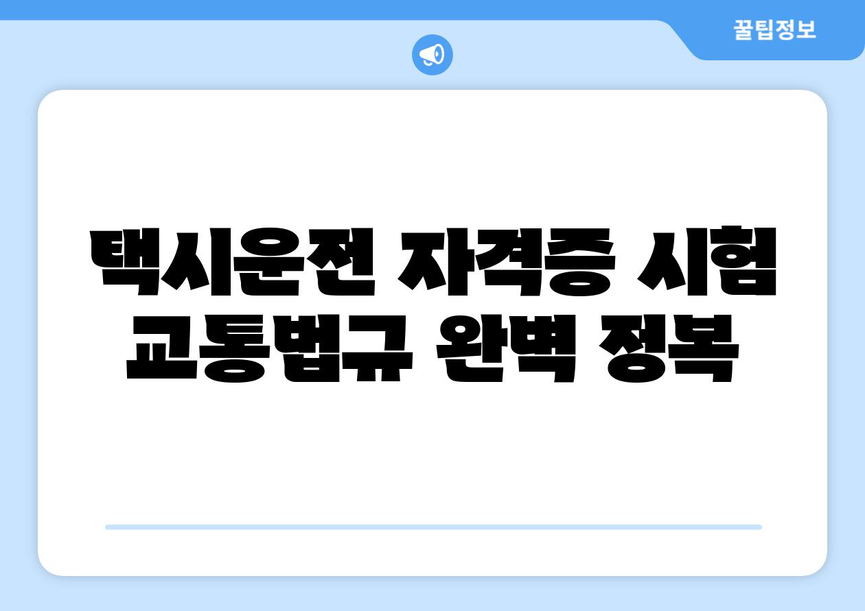 택시운전 자격증 시험 교통법규 완벽 정복